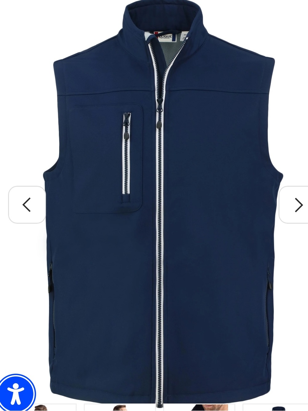 New Clique Men's Telemark Stretch Softshell Full Zip Vest (Large)